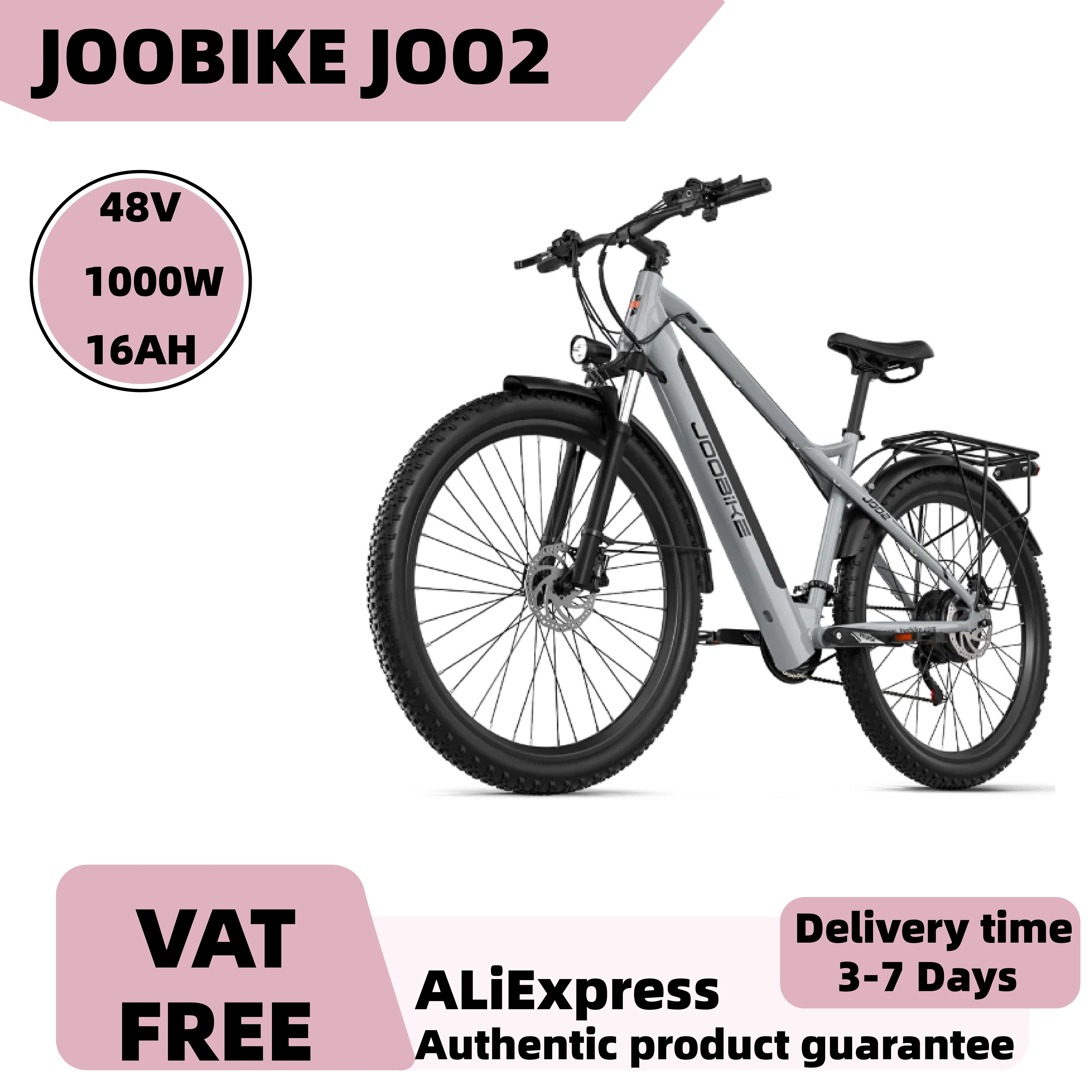Vélos électriques de ville JOOBIKE JOO2, 1000W, batterie 48V16AH, pneus larges de 29 pouces, vélo électrique tout-terrain