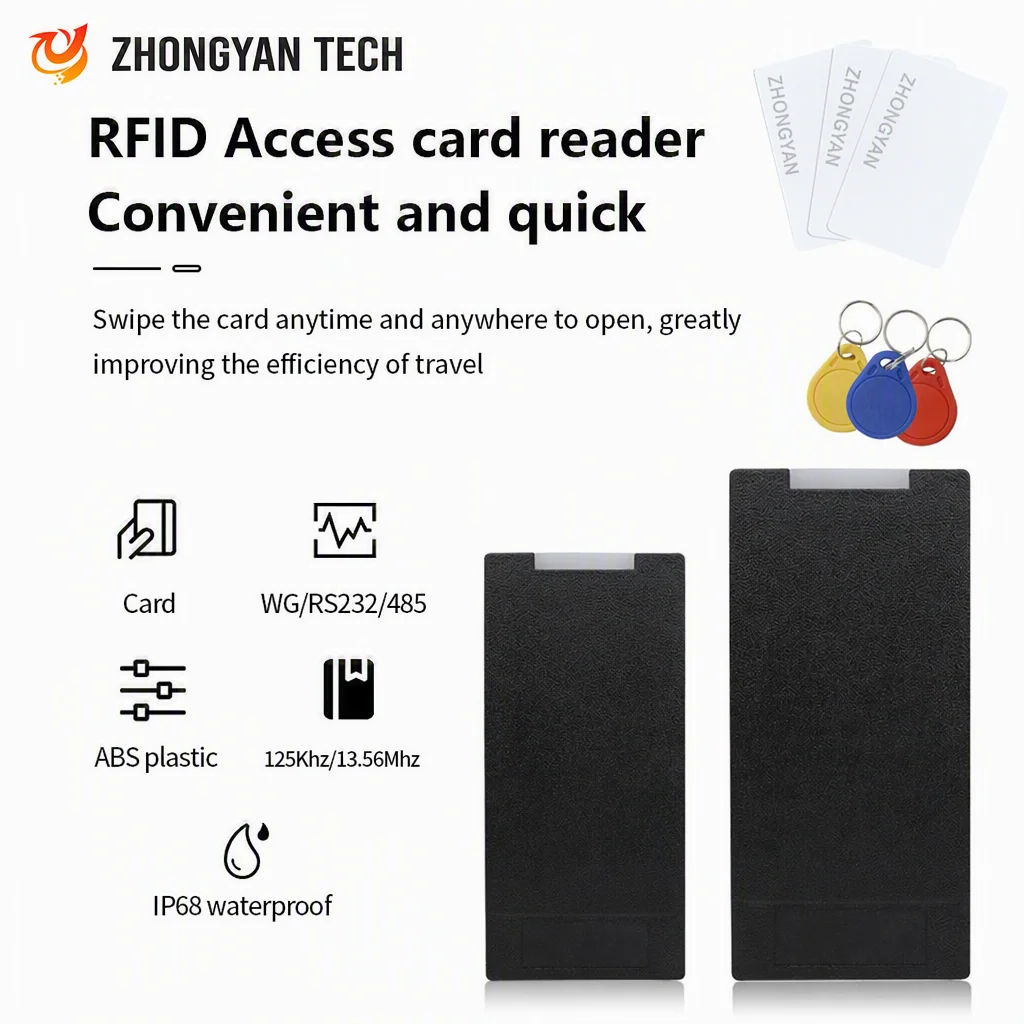 13.56MHz IC Wiegand 26 34 RFID Card Reader Contactless Smart  IP68 Waterproof 125KHz EM ID Access Control Card Reader