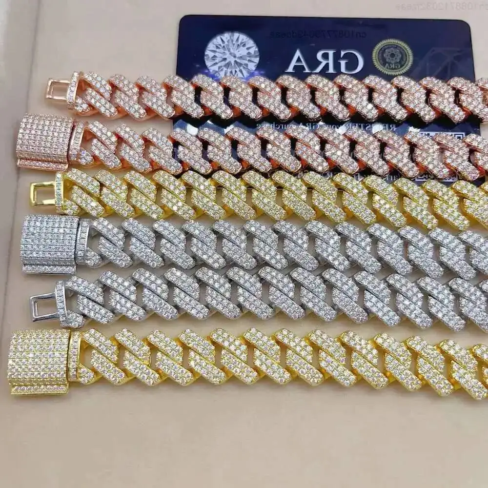 

Оптовая цена, стерлинговые цепи для мужчин, ожерелье из чистого серебра 925 пробы, Vvs, муассанитовая кубинская цепочка