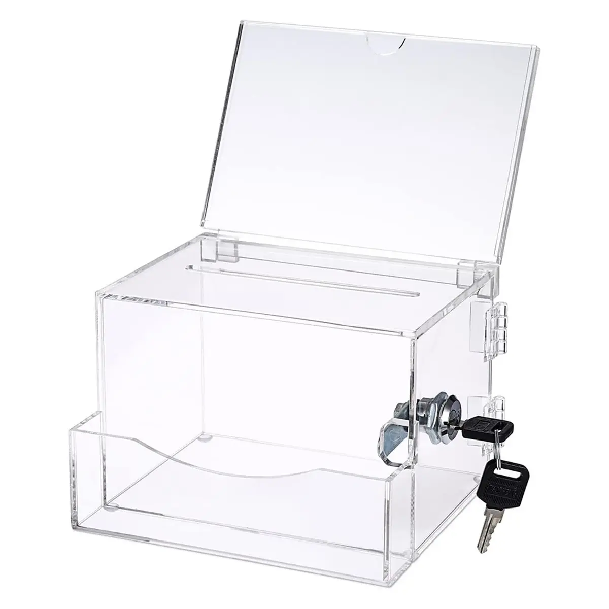 AT16 Acrylic Suggestion Box with Lock, Donation and Tip Box with Sign Holder, Ideal for Voting and Collecting Mail