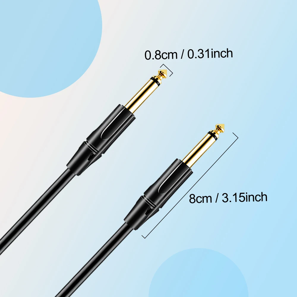 오디오 케이블 3m 6m 10m 탄성 PVC 6.35mm 1/4인치 기타 케이블 일자형 일자형 전자 악기용 썸네일 2