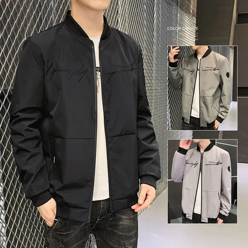 Spring Autumn Fashion Men's Solid Color Simple Basic Casual Trendy Daily O-neck Long Sleeve Baseball Jackets Male Clothes Coat
