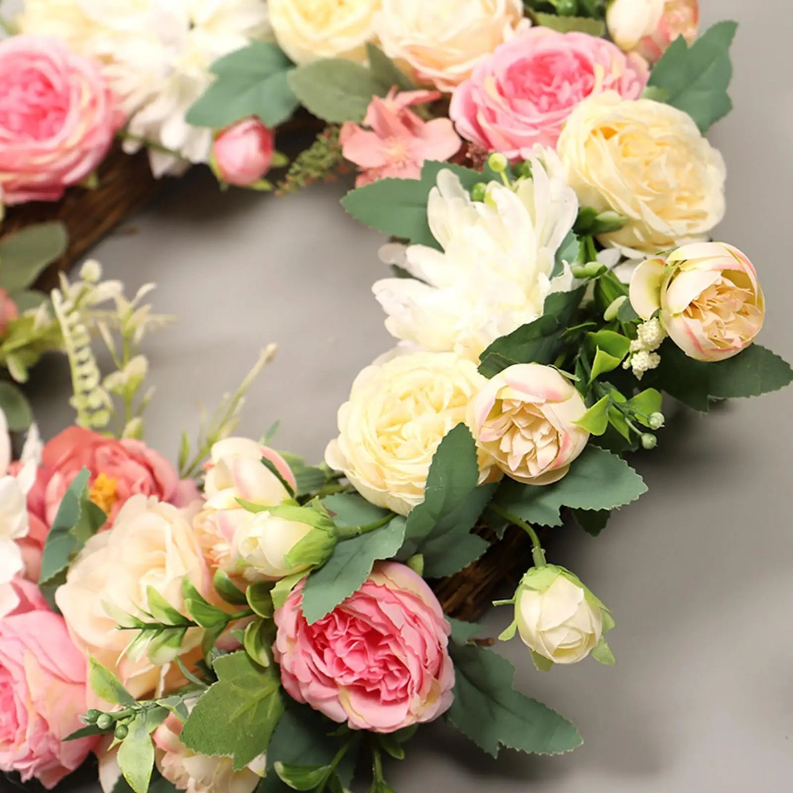 

Artificial Flower Wreath 40cm Front Door Wreath Floral Wreath Garland for Valentine's Day Wall Farmhouse Indoor Outdoor Holiday