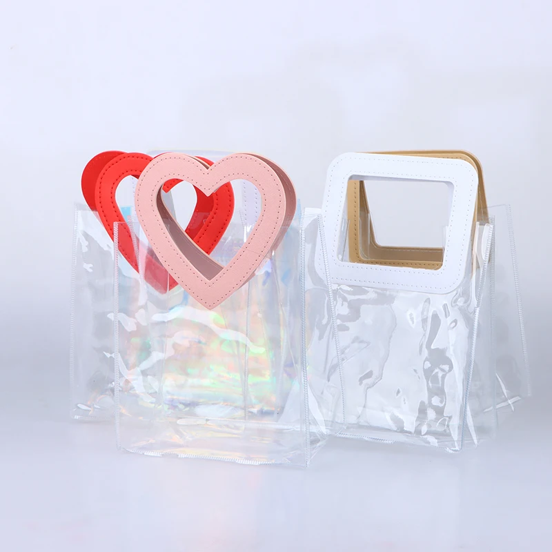ถุงผ้า PVC ใสสุดสร้างสรรค์ถุงช้อปปิ้งพร้อมหูหิ้วใช้ซ้ำได้อเนกประสงค์ถุงซานตาของขวัญกระเป๋าถือความจุขนาดใหญ่ถุงซานตา