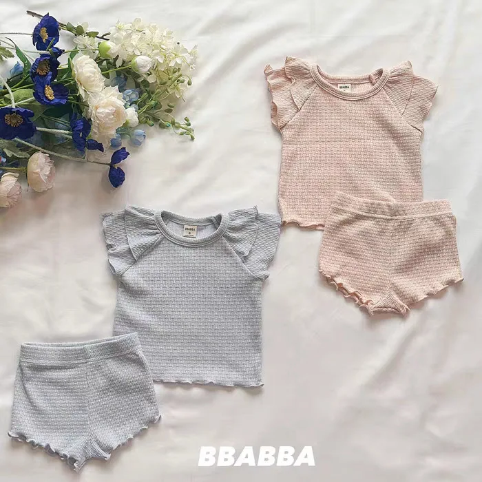 2026 Summer New Baby Short Sleeve Clothes Set Soft Cotton Infant Girl Solid Tops + Shorts 2pcs Suit Toddler Girl Outfits