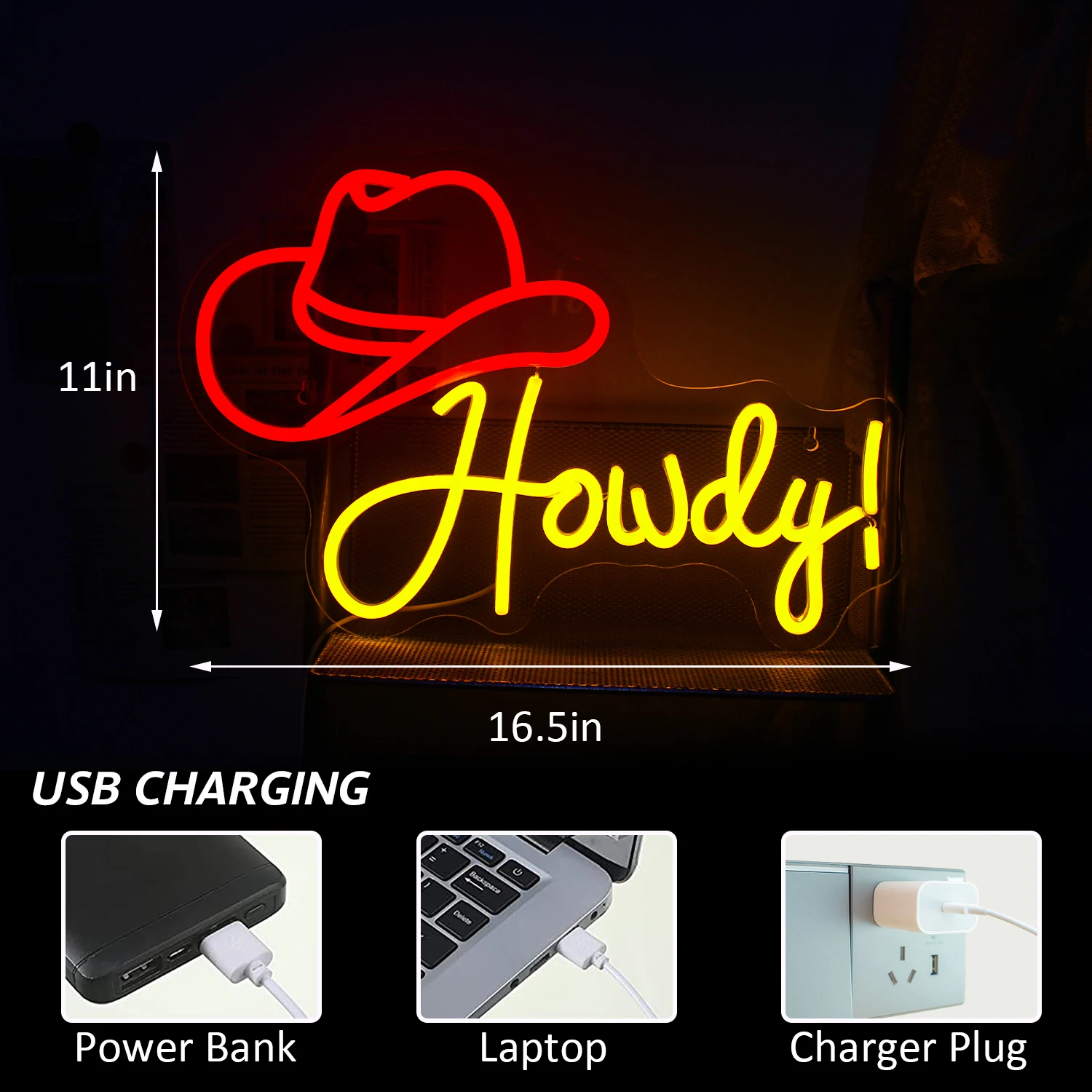 Howdy Cowboyhut Leucht reklame bunte Buchstaben LED Dekor Leucht reklamen für Bier Bar Cafe Shop Schlafzimmer Club Wand dekoration Neonlicht USB