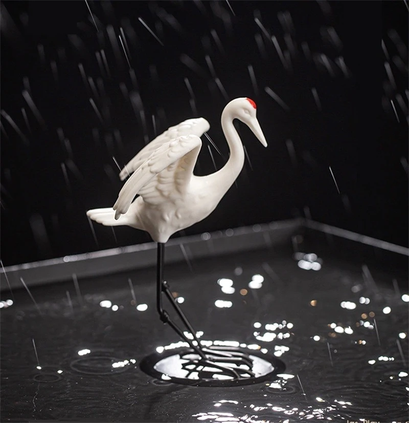 Ceramics Red Crowned Crane Miniature White Porcelain Marsh Bird Figurine Bonsai Ornament Micro Landscape Decor Craft Accessories