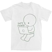 Working Smiskis T-Shirt Men's sorry i am busy Streetwear Pure Cotton T-Shirts Summer O Neck Harajuku Tees Loose Plus Size Tops