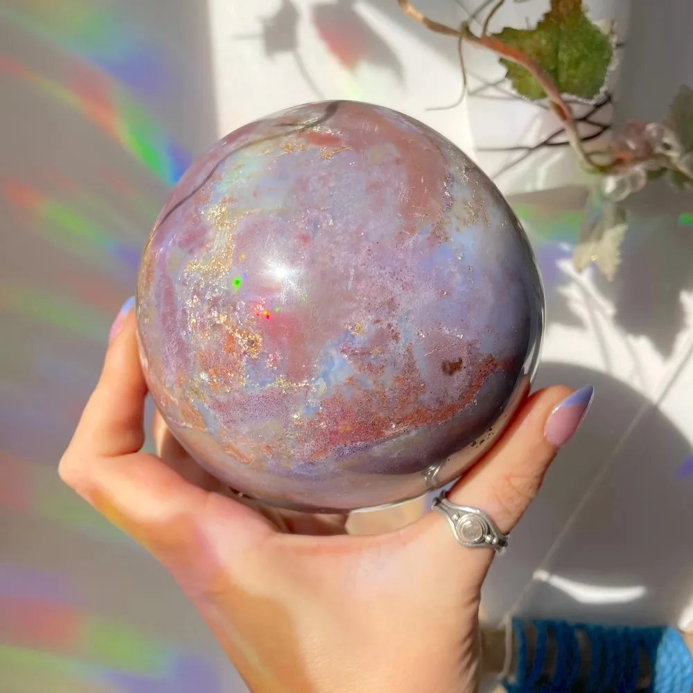 

8.5-9cm Ocean Jasper Sphere Mineral Healing Quartz Crystal Decoration Gemstones Decoration Stone Crystals and Stones Healing