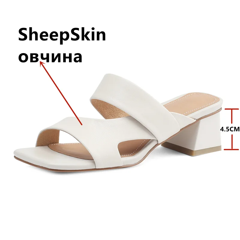 FEDONAS Newest Slippers Women Sandals Fashion Elegant Office Ladies Party Shoes Woman Genuine Leather Thick Heels Mature Summer