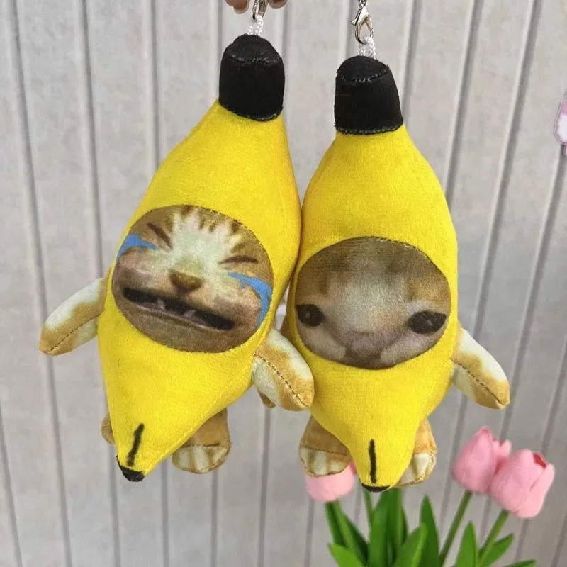 Banana cat happy cat cute funny creative doll bag pendant send girlfriends banana cat keychain