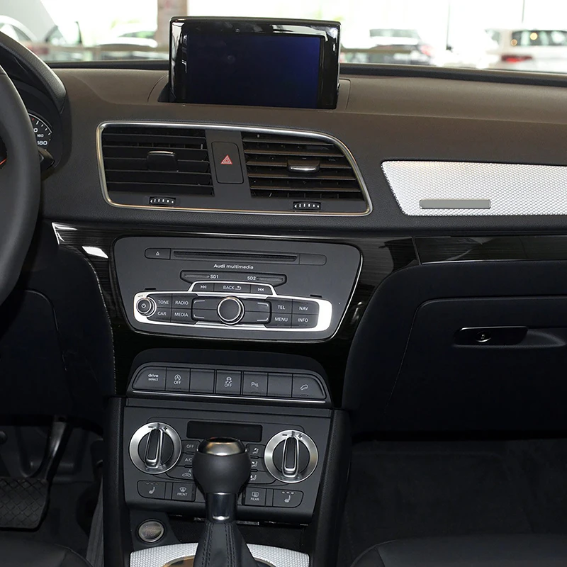 Car Console Control Dashboard Panel Frame Trim Sticker For Audi Q3 2012-2018 LHD Stainless Steel Interior Strip Accessory Decals