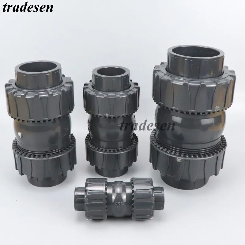 PVC Check Valve Double Union One Way Non-Returned Valve I.D20mm-63mm Garden Irrigation System  Aquarium PVC Water Pipe Fittings