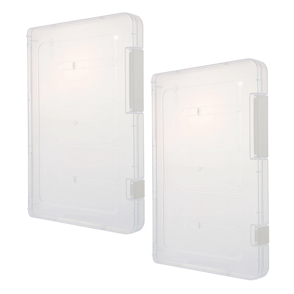 

2pcs Data Storage Box Bins Lids File Boxes Case Paper Pp Clear Bill Organizer Office Document Waterproof Multifunctional