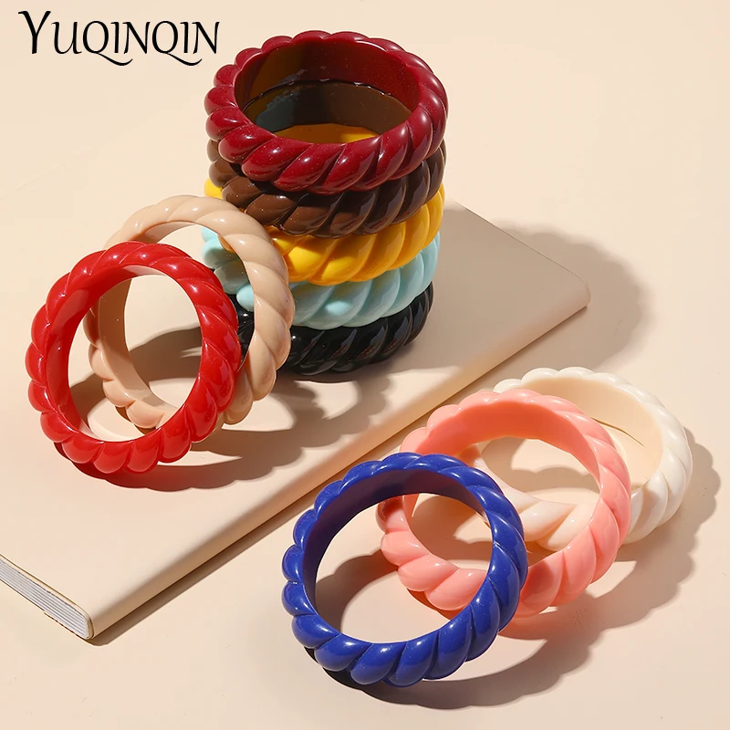 Trendy Fashion Resin Cuff Screw Bracelets Bangles for Women Vintage Charm Geometric Blue Designer Bracelet Girls Jewelry Female