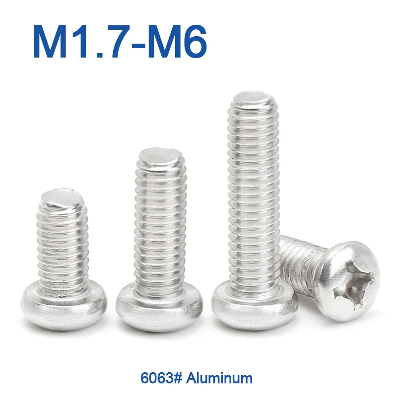 6063# Aluminum Alloy M1.7 M2 M2.5 M3 M4 M5 M6 PM  Phillips Cross Recessed Pan Head Screws DIN7985