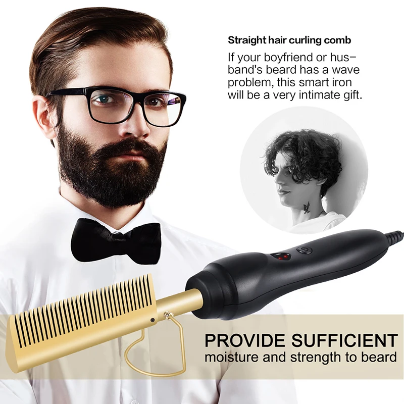 Elektrischer heißer Kamm Dual Voltage Kupfer Heizung Lockenwickler Kupferkamm Glättung und Curling Haarpflege – Detail 1