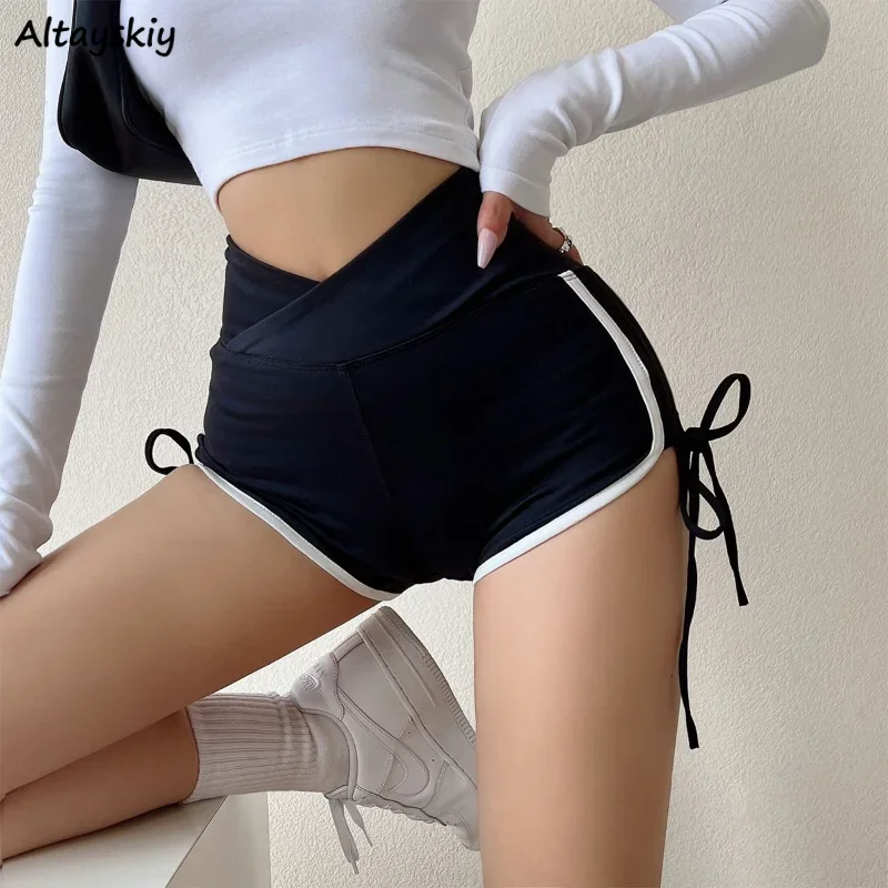 

Sporty Shorts Women Skinny Sexy Shirring Design American Style Jogging High Waist Fashion Simple All-match Casual Streetwear Ins