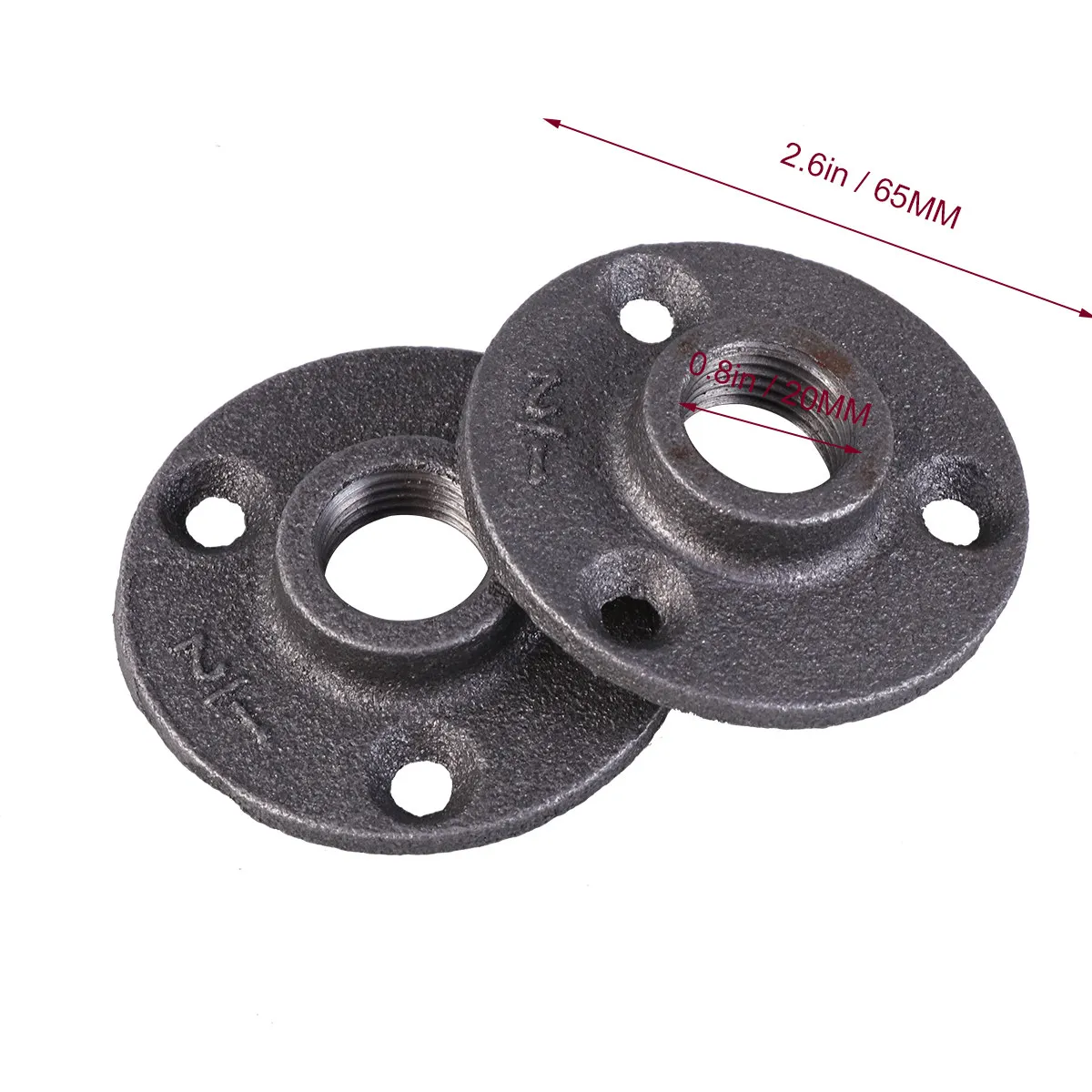10Pcs Wall Mounted Flange Malleable Threaded Floor Flange 20Mm High Strength Iron Pipe Fittings Industrial Furniture Shelving