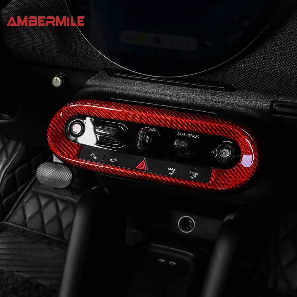 Interior Center Console Control Frame Cover Trim for MINI F65 F66 F67 J01 Electric EV Cooper E SE Countryman U25 J05 Dry Carbon