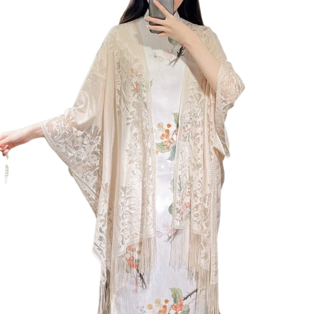 

Кружевная полая кисточка, китайский Cheongsam, тюлевая шаль, тонкий солнцезащитный козырек, темпераментный кардиган, солнцезащитный крем в древнем стиле