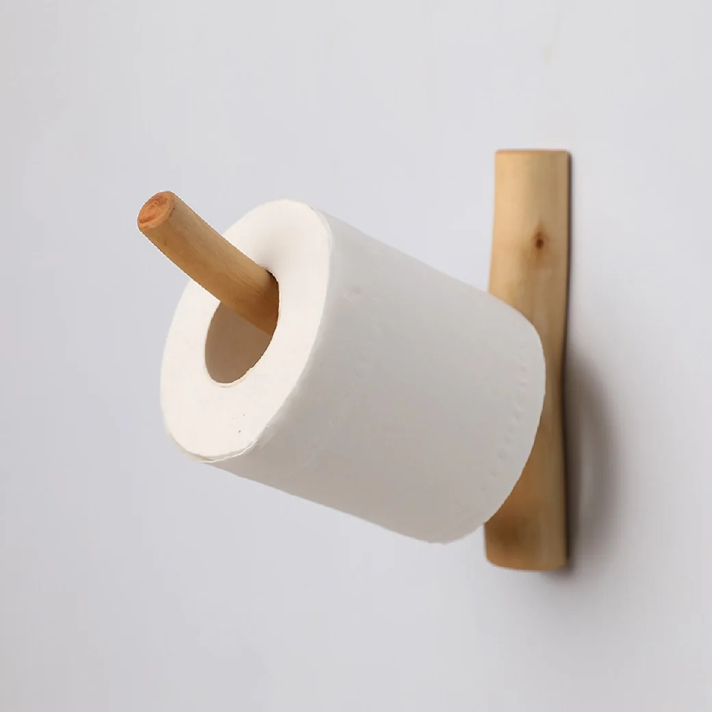 Creative Tree Branches Roll Paper Hooks, No Hole Punching, Kitchen Wall Hanging Toilet, Solid Wood Tissue Holder