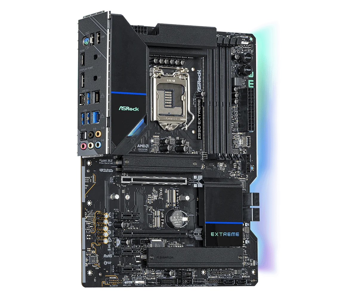 Imagem -04 - Placa-mãe Asock Z590 Z590 Extreme Lga1200 Suporte 10100f 11700 11400f 10105 10900 10500 10300 G6500 Cpu Ddr4 128gb M.2 Atx