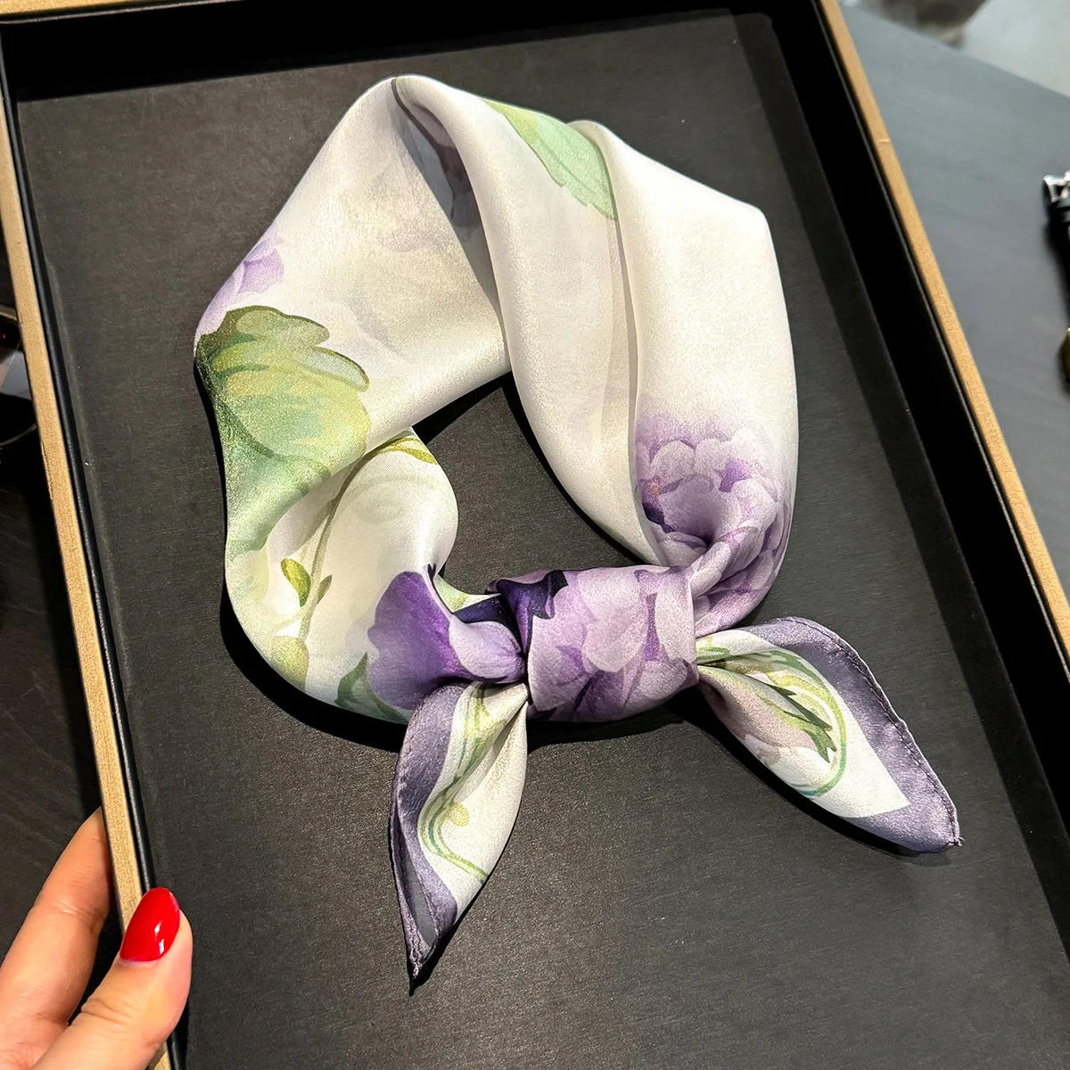 Pañuelo cuadrado de seda pura 100% auténtica para mujer, chal, Foulard, Hijab, pañuelo, pañuelo estampado, Bufanda Echarpe