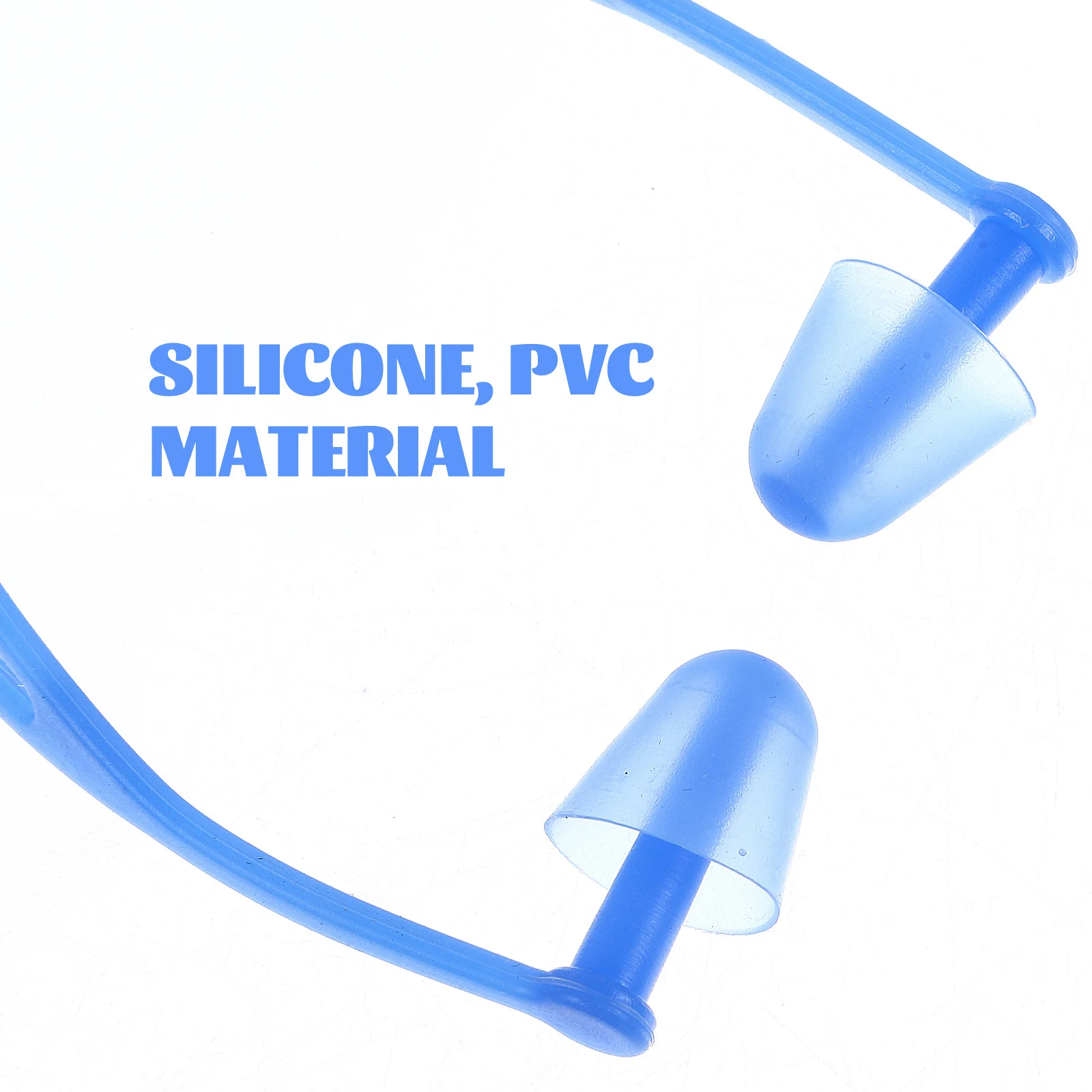 2 قطعة سدادة أذن مقاومة للماء على شكل فطر من السيليكون سدادات أذن للسباحة للبالغين باللون الأزرق تحت الماء للغوص حبل معلق