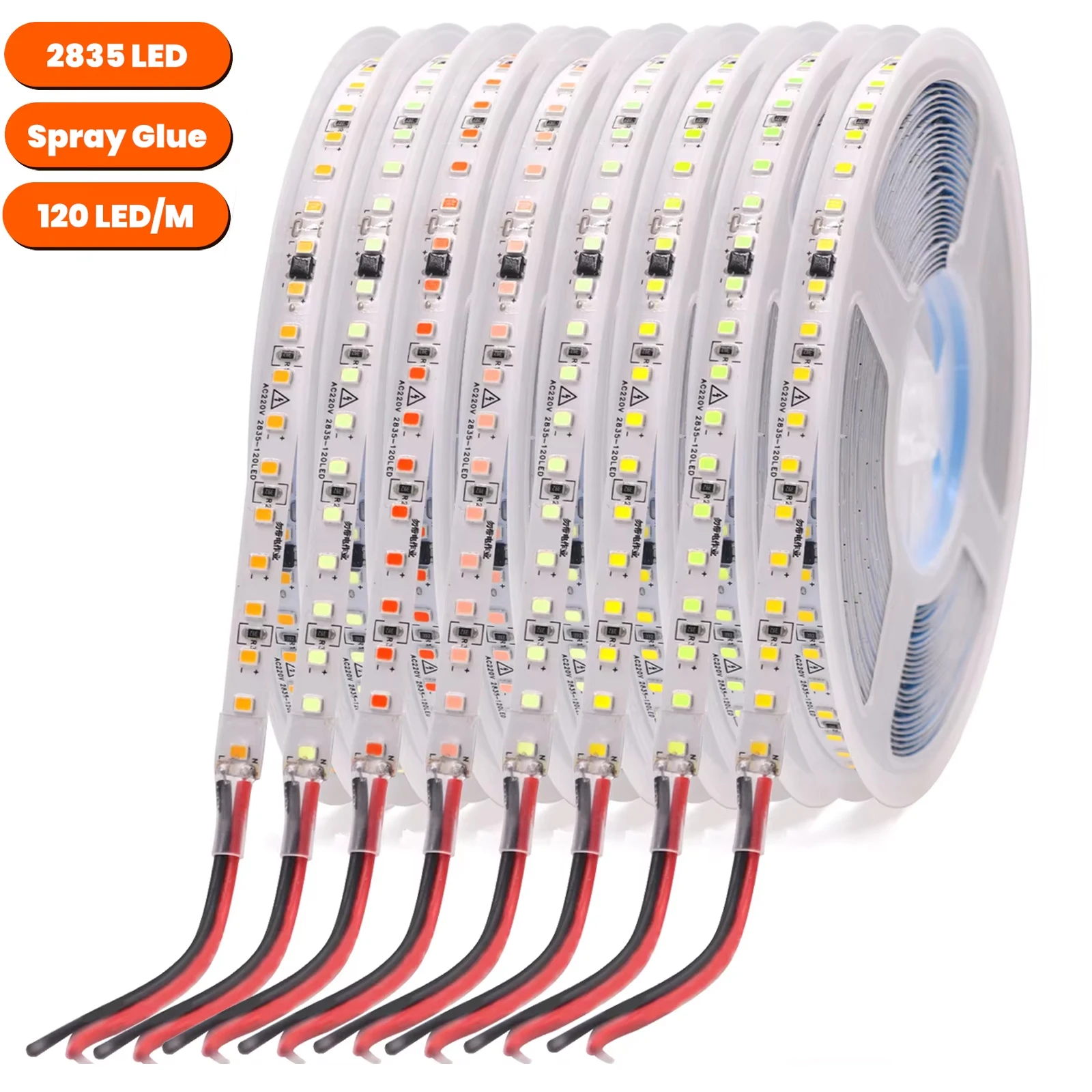 220 فولت 240 فولت LED قطاع 5 متر 10 متر 20 متر 50 متر IP44 2835 120 المصابيح/م شريط مرن الشريط 10 سنتيمتر يمكن قطعها لا حاجة سائق حبل ضوء 9 ألوان #6