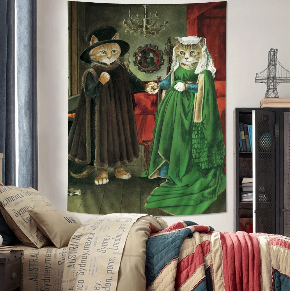 

Newest Dress A Cat Printed Large Wall Tapestry Wall Hanging Decoration Household Decor Blanket