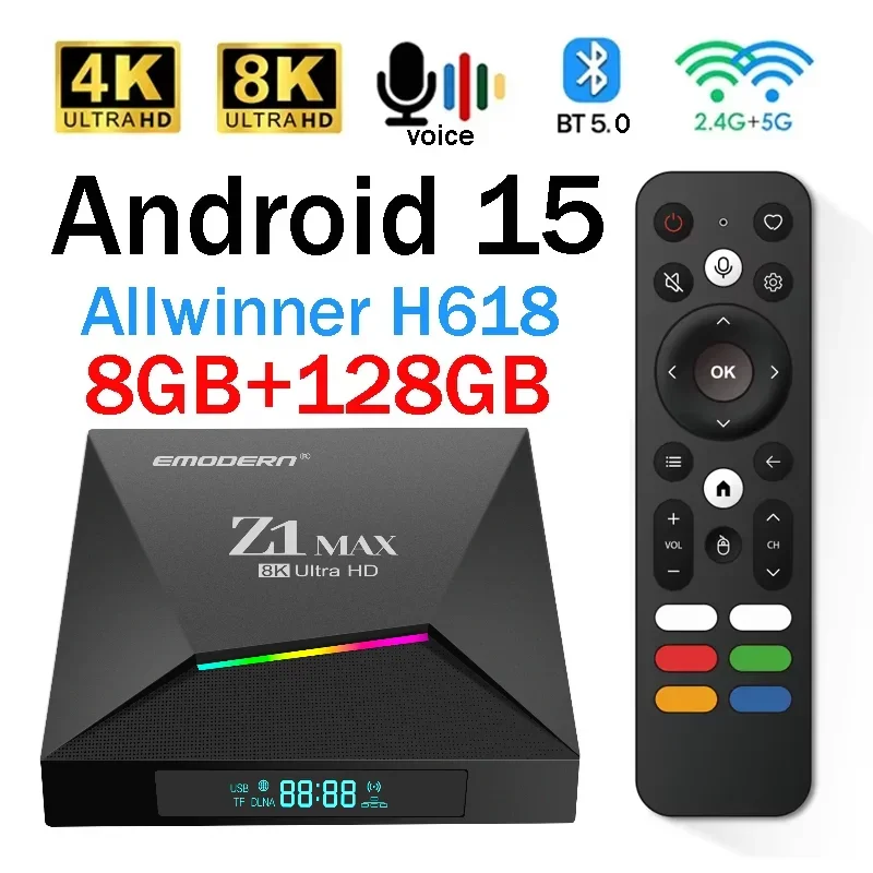 Z1 Max TV Box Android 15 iptv Allwinner H618 Quad Core 4G 5G Dual