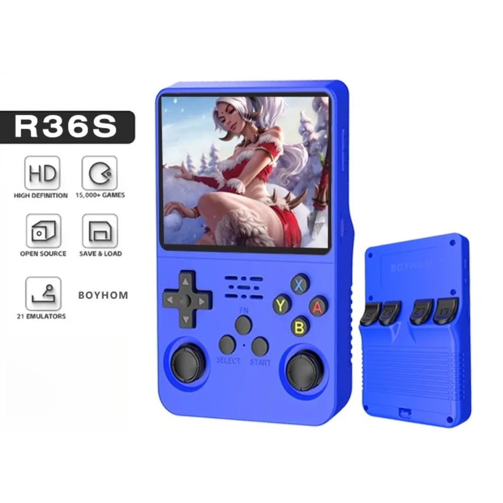 Portátil retrô R36S de código aberto - console Linux IPS de 3,5" com jogos pré-carregados de 64 GB e plug & play portátil presente perfeito