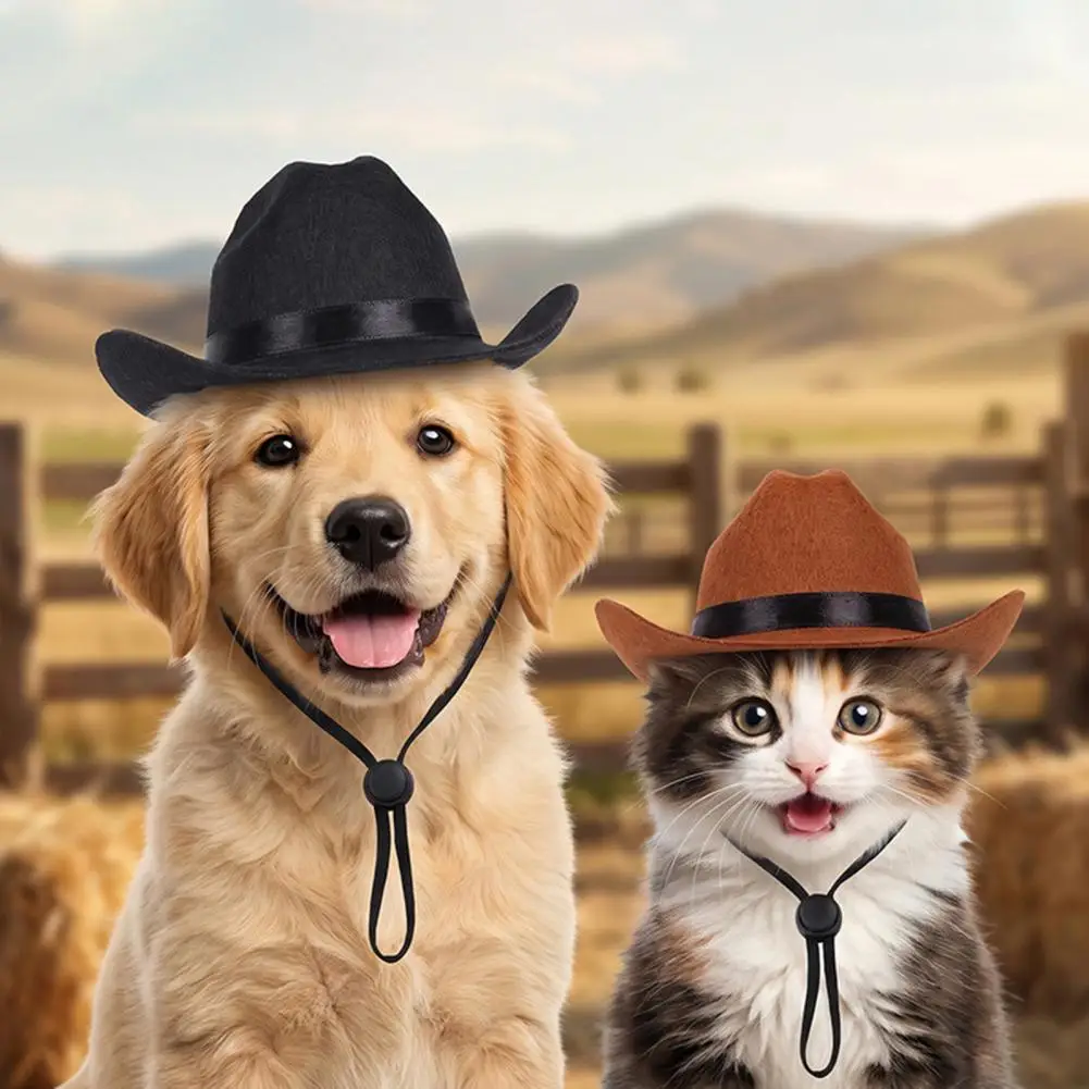Retro Style Pet Cap Pet Cowboy Hat, Western Cowboy Costume Hat, Funny Mini Cowboy Hat for Dogs Cats Halloween Party Cosplay