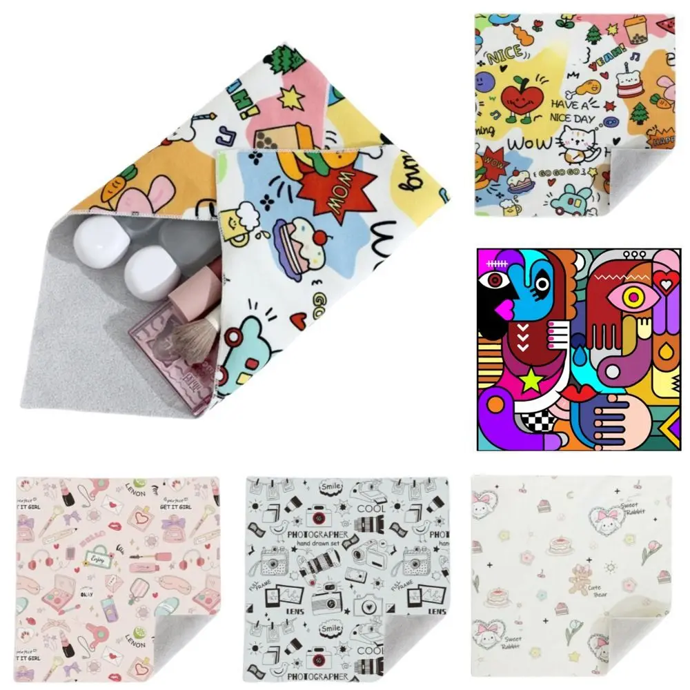 Reusable New Hundred Sticker Cloth Silent Self-adhesive Camera Lens Organizer Cute Square Protection Bag Laptop Bag