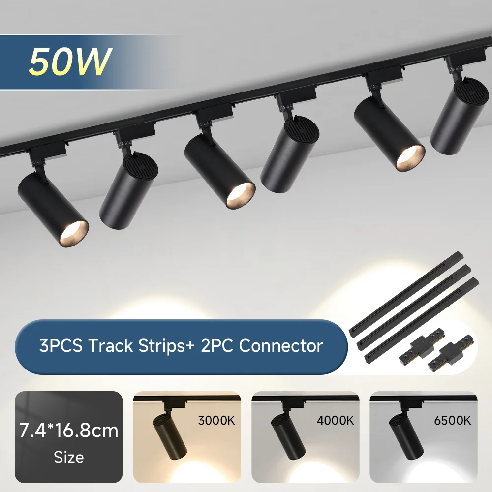 Spot Led Track Light 220V Ceiling Light COB Spotlight Rail Lamp Fixture for Living Room Clothing Store Full Set Track Lighting