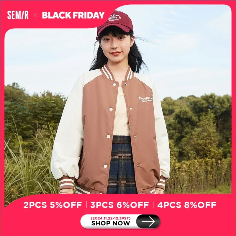 Semir Cotton Jacket Women Waterproof Baseball Collar 2022 Winter New Oversize Windbrake Coat For Woman