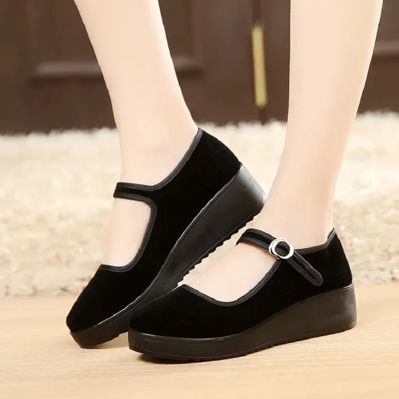 women cute high quality retro chinese traditional comfort platform shoes lady classic round toe spring & summer black shoes ga71