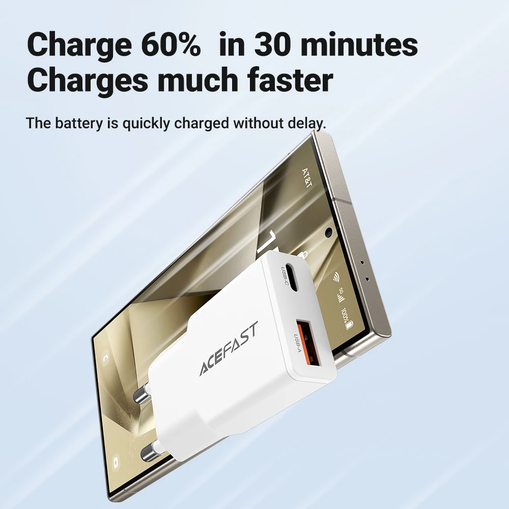 ACEFAST EU 30W GaN iPhone 16/15 Pro Max PD QC3.0 삼성 S24 용 여행용 어댑터 용 초박형 고속 충전 USB C 전화 충전기
