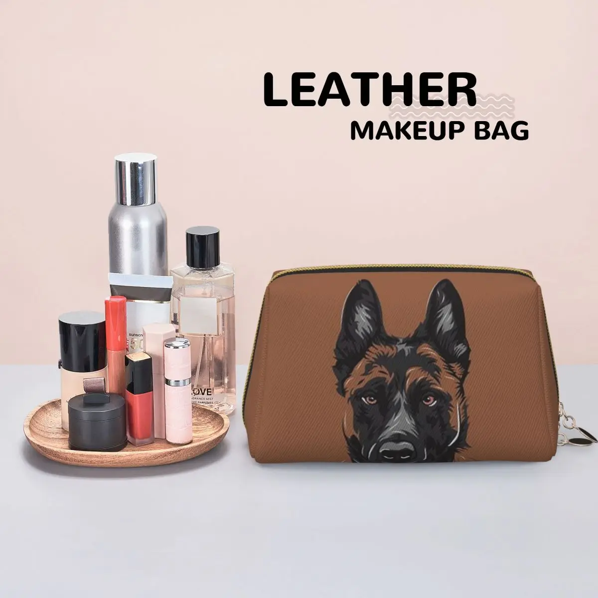K9 Unit Malinois Belgian Shepherd Dog Women Cosmetic Bag Travel Makeup Organizer Pouch Toiletry Storage Dopp Kit Case