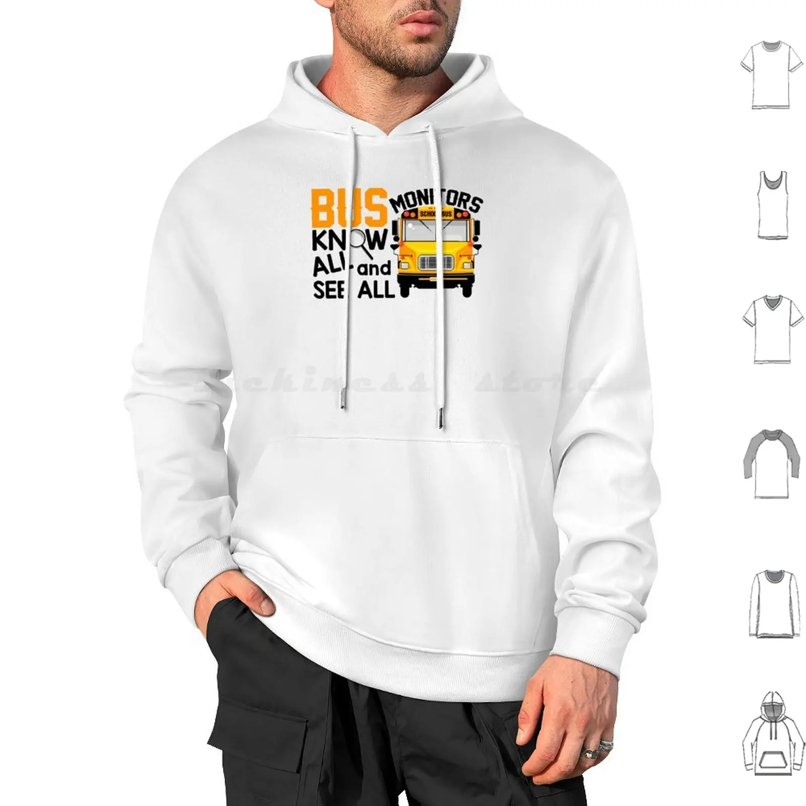 Bus Monitor Know All And See All Hoodies Long Sleeve Orange Halloween School Bus Bus Monitor Know All And See All