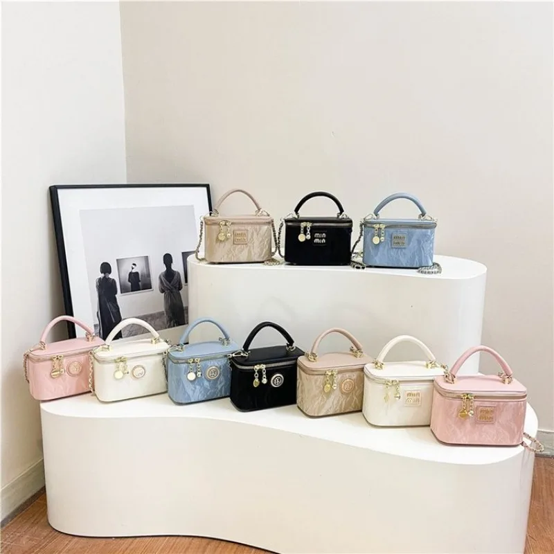 Luxury Leather Diaper Bag Stylish Square Tote Elegant Crossbody Handbag for Women Classic Designer Original Retro Shopping