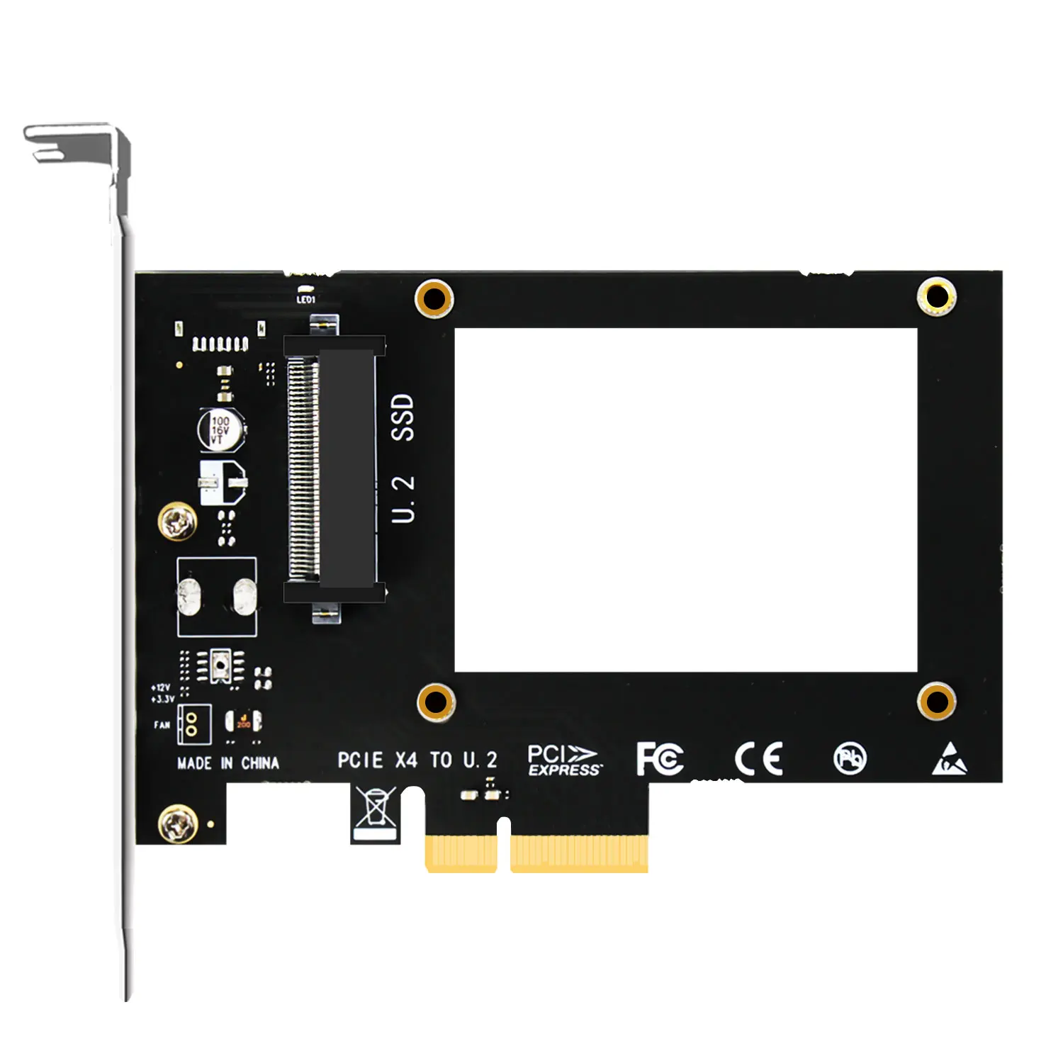 GLOTRENDS U.2 to PCIe 4.0 X4 Adapter for 2.5 Inch U.2 SSD, PCI-E X4 Full Speed