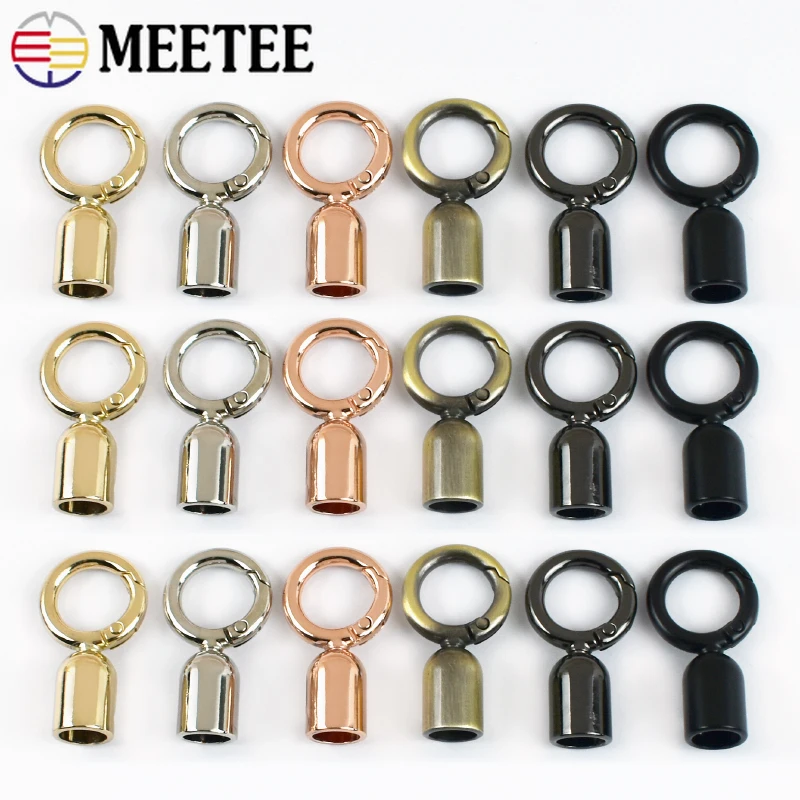 

2-10Pcs Metal Buckles Tassel Cap Clip Stopper Cord End Lock Bag Strap Handbag Handle Connect Hook O Ring Spring Clasp Accessory