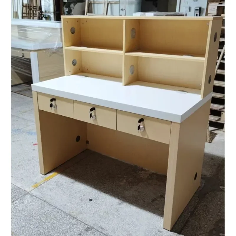 Against the wall maintenance table new wooden mobile phone store counter reception table checkout page work disassembly table