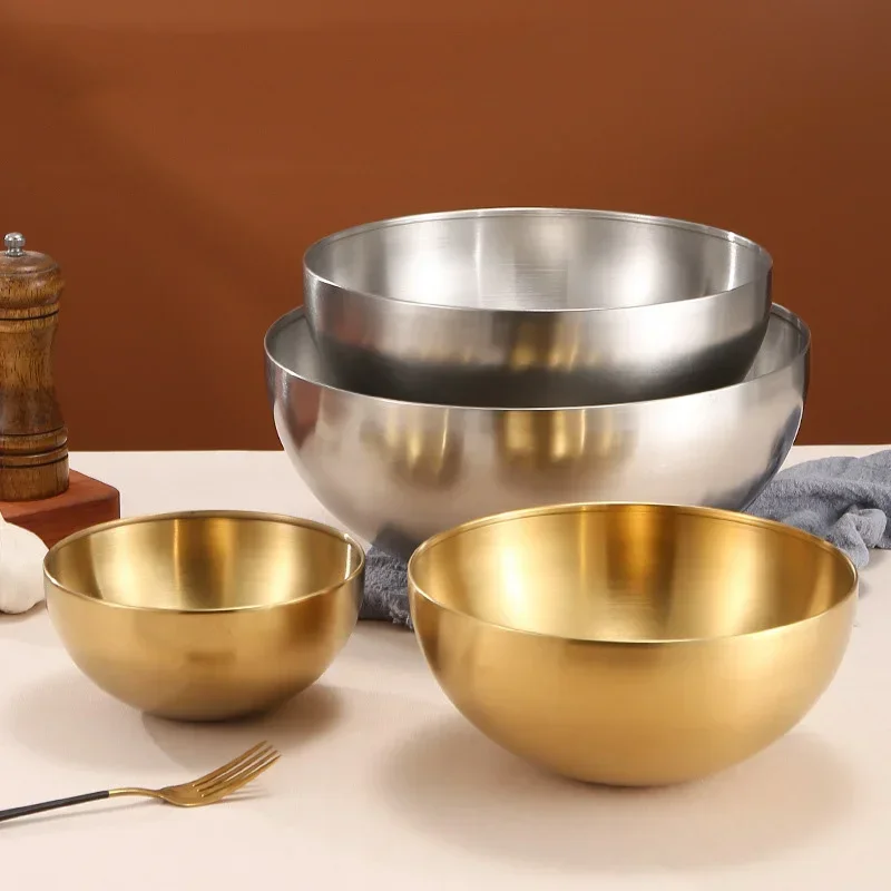 

Thick Stainless Steel Fruit Salad Bowls 15cm/20cm/25cm Soup Rice Noodle Ramen Bowl Mixing Bowls Food Container Kitchen Tableware