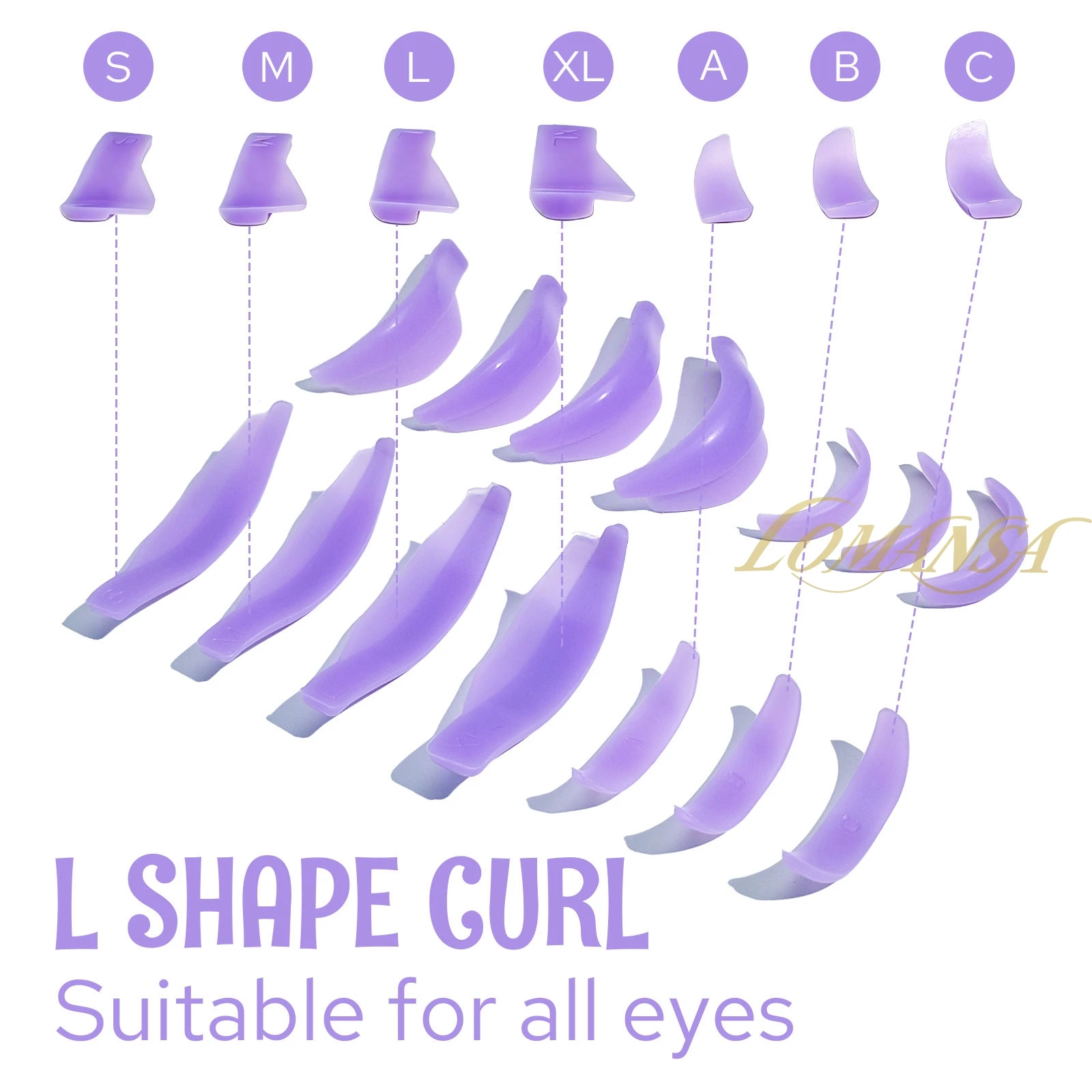 Lomansa 7 par L Curl Silicone Eyelash Perm Pads Sticky Lashes Rod Shield Lifting 3D Eyelash Curler Akcesoria do makijażu Narzędzie — zdjęcie 3
