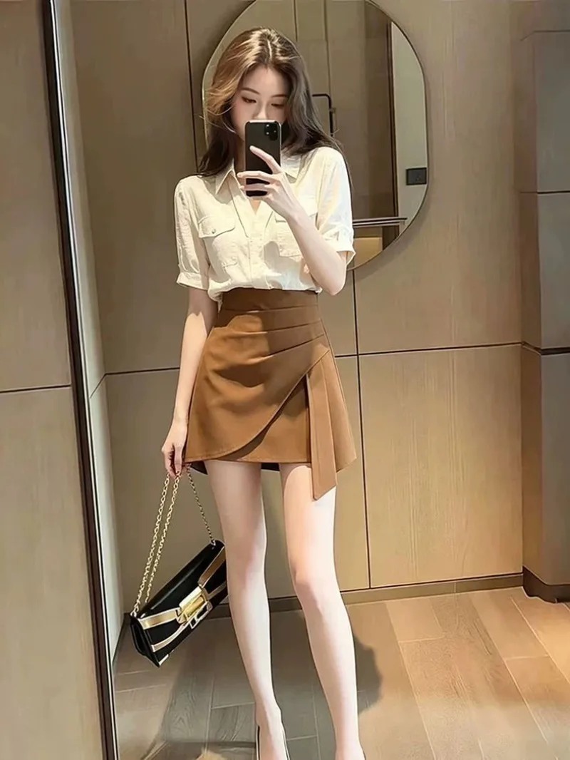 2026 Summer Super Fire Wear Royal Sister Temperament Socialite Muse Fan Unique Beautiful Generous Decent White Shirt Suit Skirt