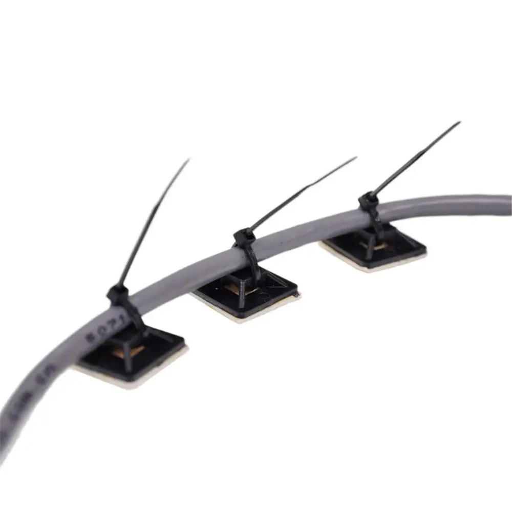 20x20mm 100pcs Mount Clip/Clamp Car Removable Self Adhesive Cable Tie Base Cable Holder Zip Tie Base