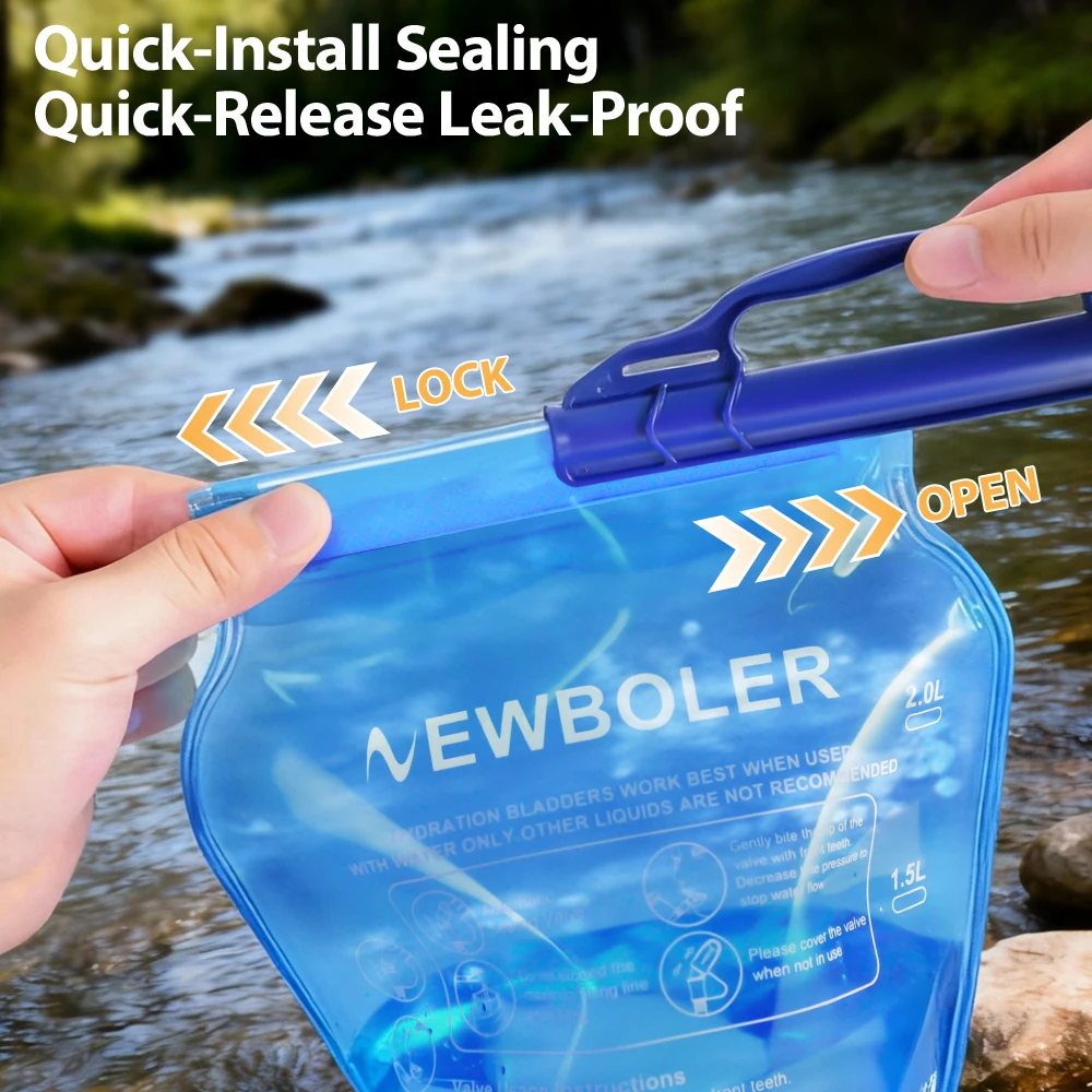 NEWBOLER Wasserblase, Wasserreservoir, Trinkrucksack, Aufbewahrungstasche, BPA-frei, 1,5 l, 2 l, 3 l, Lauf-Trinkweste, Rucksack – Detail 16